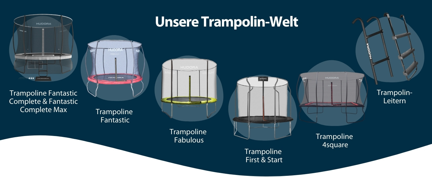 Батут садовий HUDORA Fantastic Complete Max: діаметр 300 см, з захисною сіткою, драбиною та захисним бортом, навантаження до 120 кг