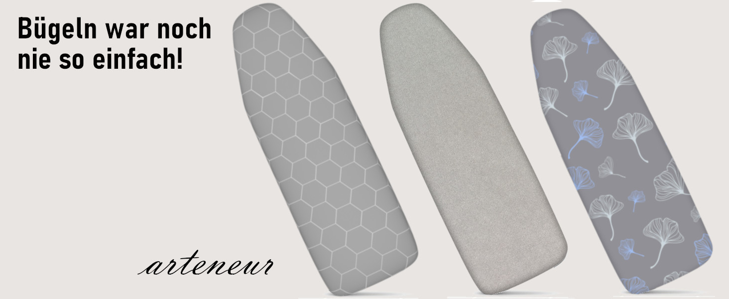 Накладка на прасувальне дошка Bügelbrettbezug 120x40 | Відбиваюча тепло | Гумка | OEKOTEX100 | 5 розмірів | Пом'якшення | Накладка на прасувальне дошка для парових прасок | Прасувальний стіл M Silber Silber M