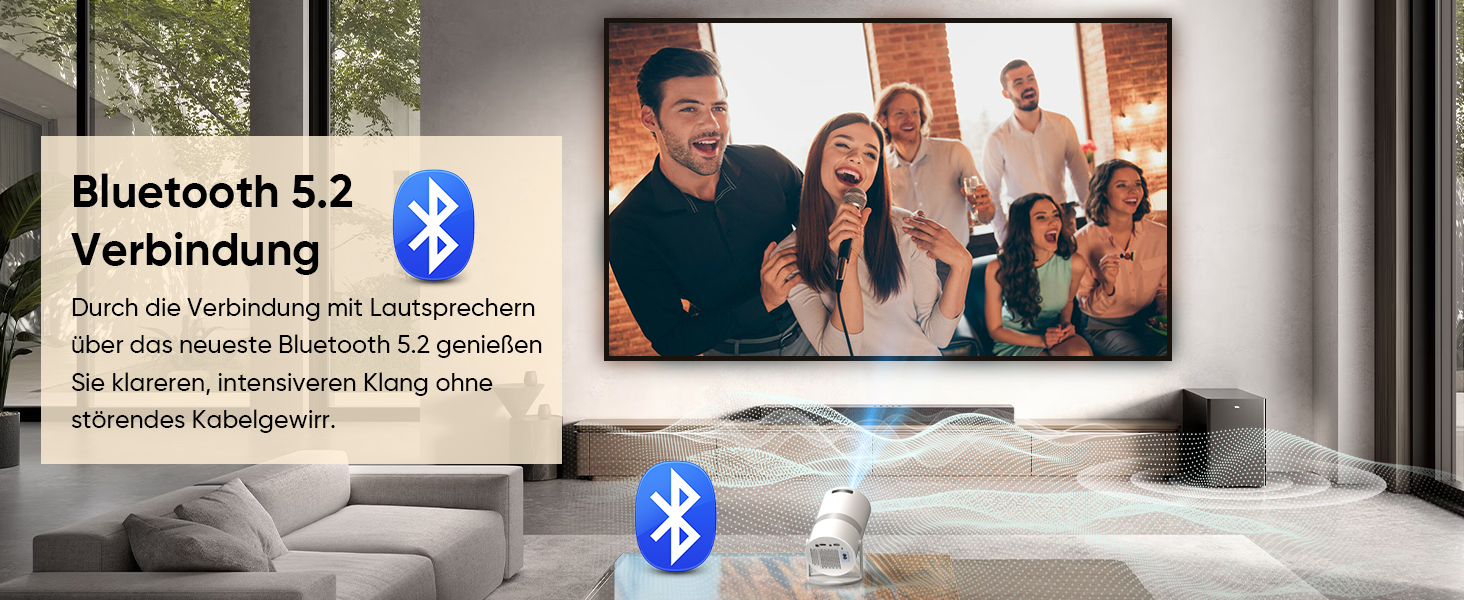 Міні-проектор Smart Beamer з Android OS, WiFi 6 та Bluetooth, Full HD 1080P, поворот на 210°, автокоррекція трапеції та 50% зум для дому та вулиці