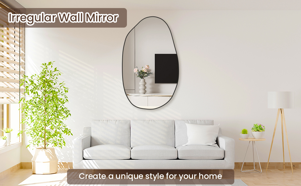 Дзеркало настінне асиметричне GOQELK, 85 x 52 см, декоративне для вітальні, ванної кімнати, спальні