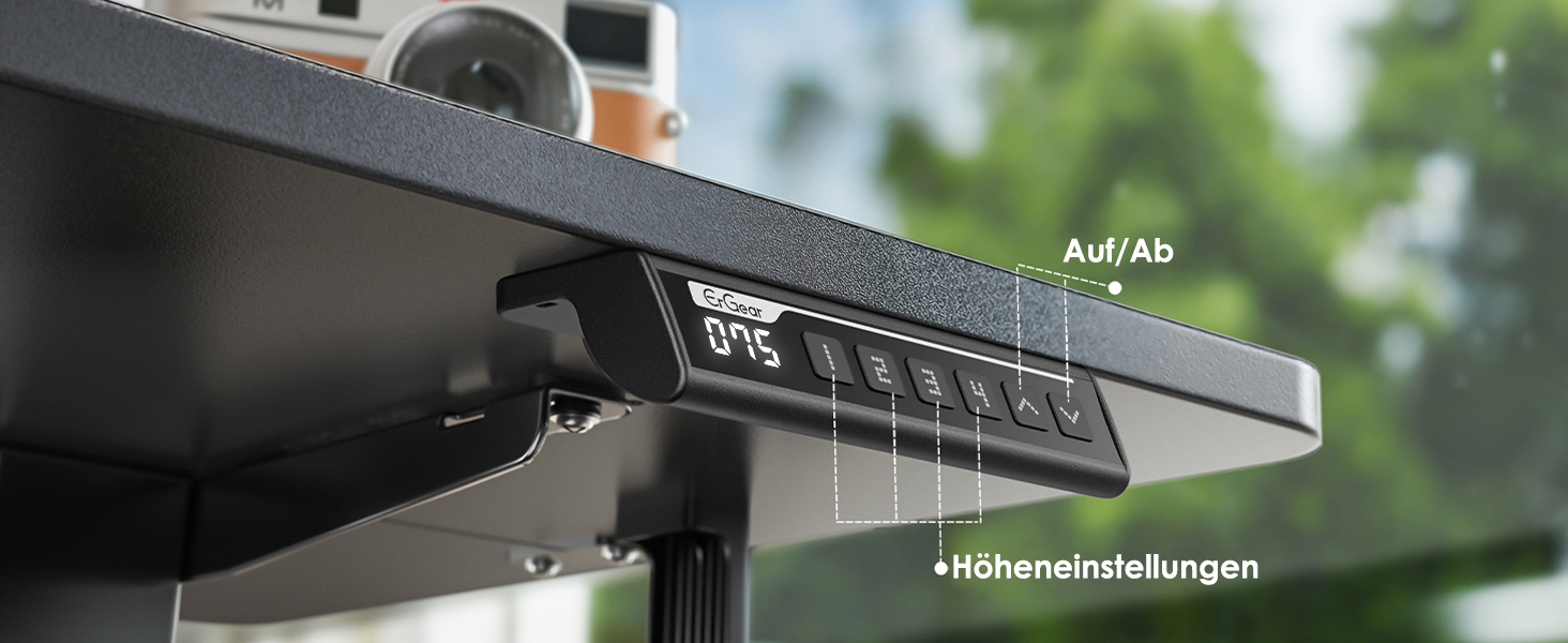 Електричний регульований стіл ErGear 140x70 см, чорний, з пам'яттю, для дому та офісу