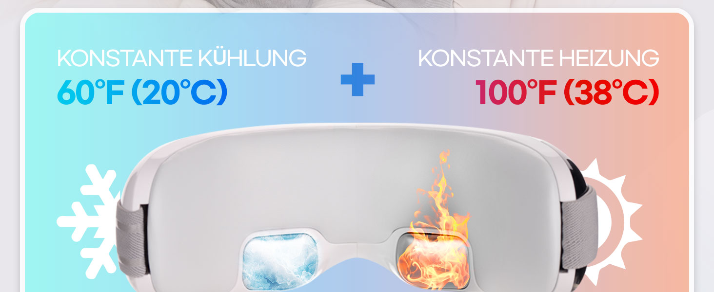 Масажер для очей HubiCare з підігрівом та охолодженням, компресією та вібрацією, Bluetooth, для зняття мігрені та сухості очей