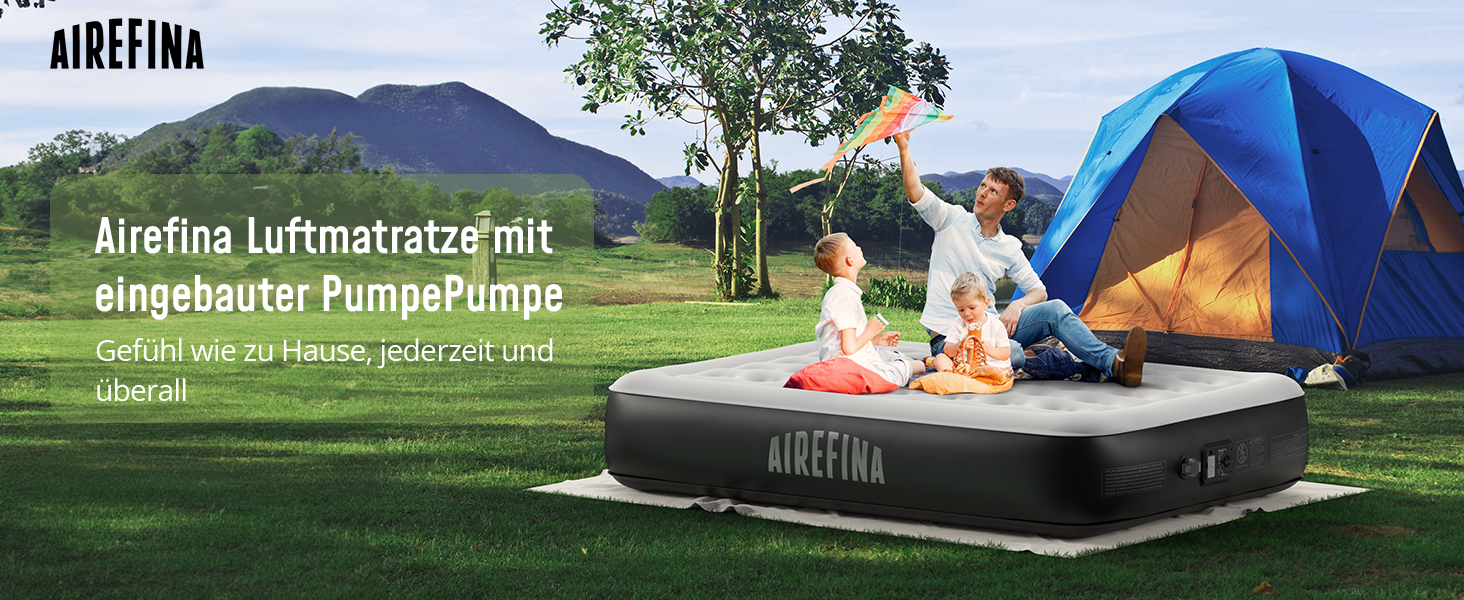 Надувне ліжко Airefina для 1 особи з вбудованим насосом, 99x190x46 см. Гостьове ліжко, компактне, з сумкою для перенесення, до 295 кг.