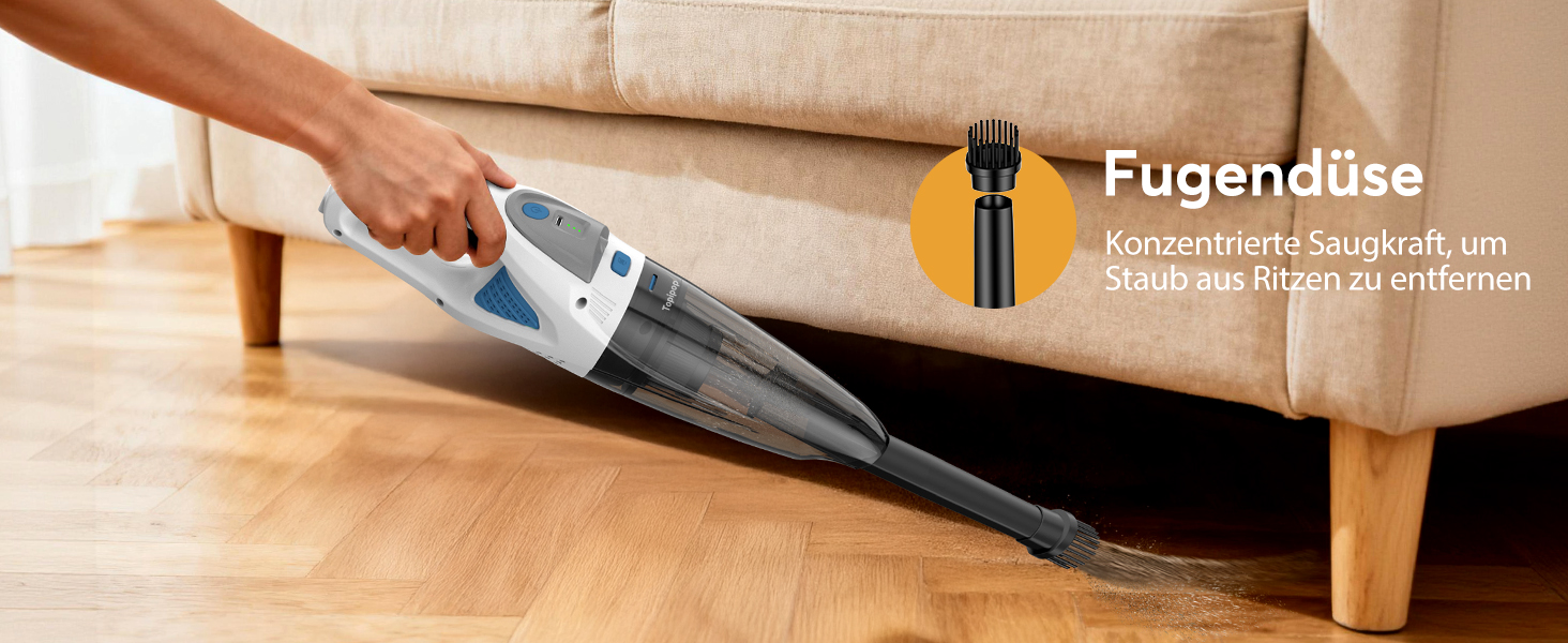 Акумуляторний ручний пилосос для авто та дому, 25000Па, бездротовий з HEPA-фільтром та набором насадок, білий