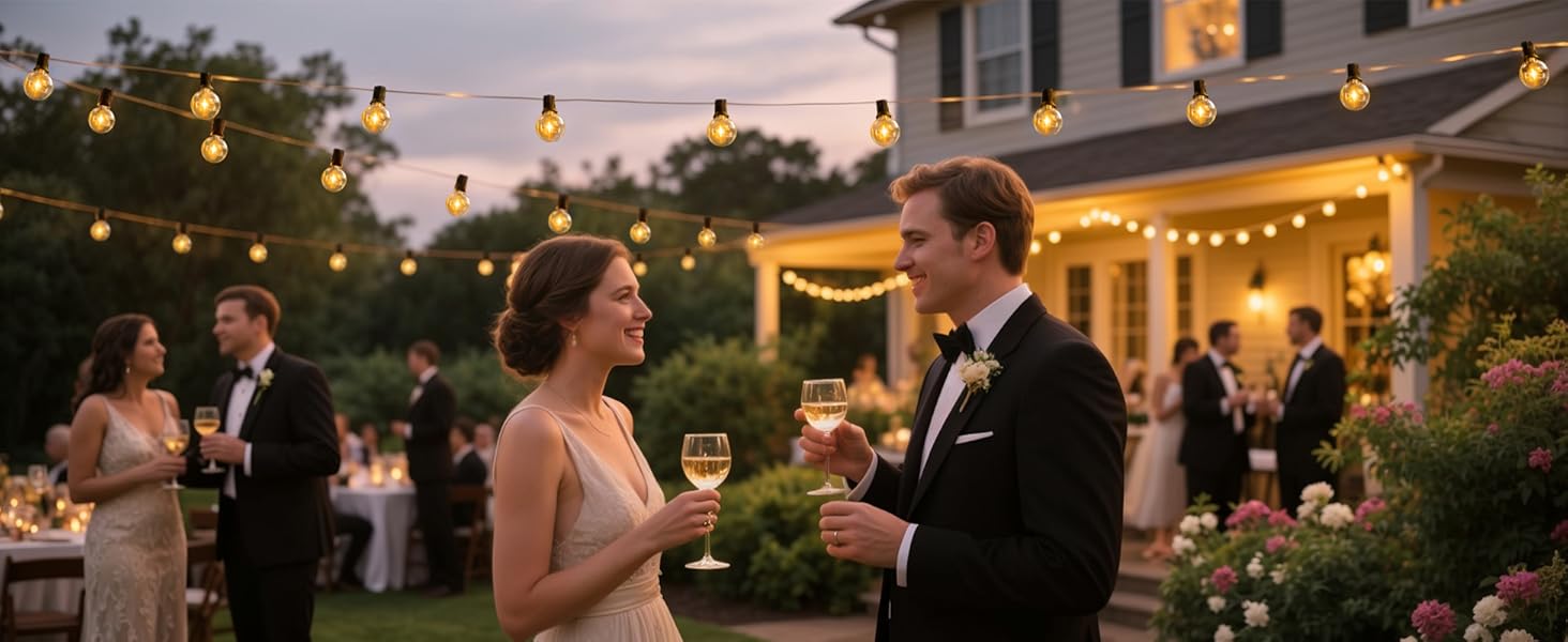 BRIMAX LED гірлянда для вулиці 30м, IP44, 46+4 лампочки G40, 2200K, розширювана, для кемпінгу, свят, вечірок