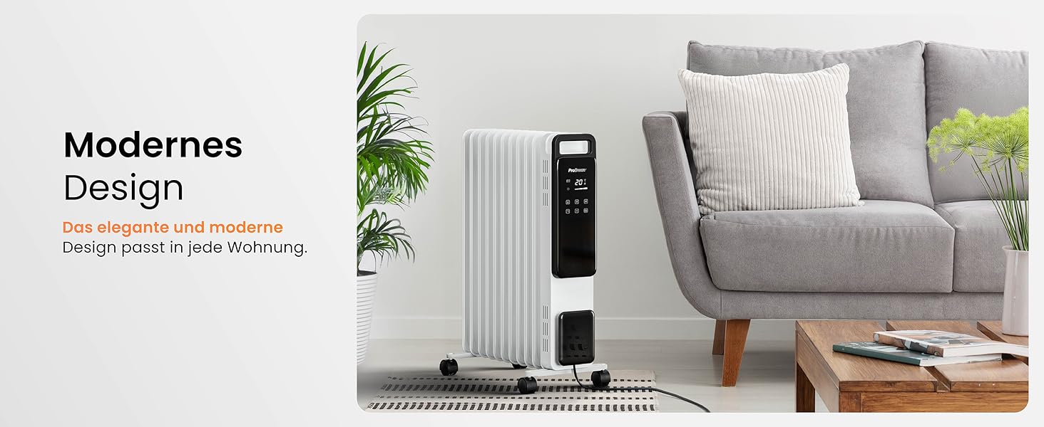 Електричний масляний радіатор Pro Breeze OmniWarm 2500W з 11 ламелями - енергозберігаюча теплова гармата з термостатом, таймером та захистом