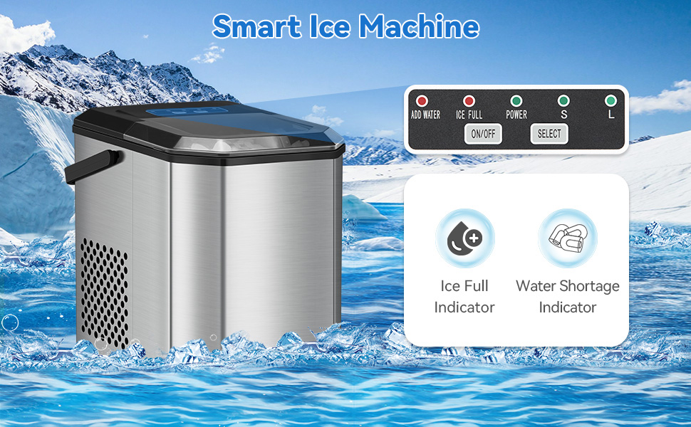 Льодогенератор Eiswürfelmaschine 120W, 9 кубиків за 6 хв, 11.8 кг/24 год, самоочищення, з лопаткою та кошиком для вечірок, офісу, бару, кемпера, 2.3 л