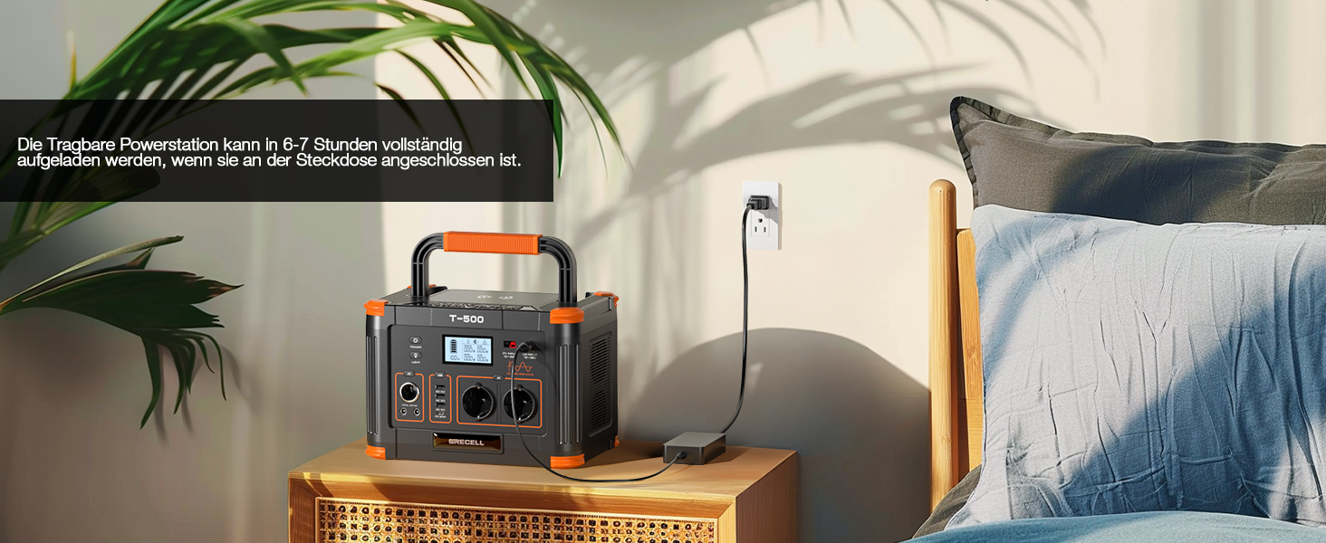 Портативна електростанція 500W (пікова 1000W), 519Wh сонячний генератор для кемпінгу, риболовлі, подорожей, резервне живлення, 2 розетки 230V AC, 10 портів