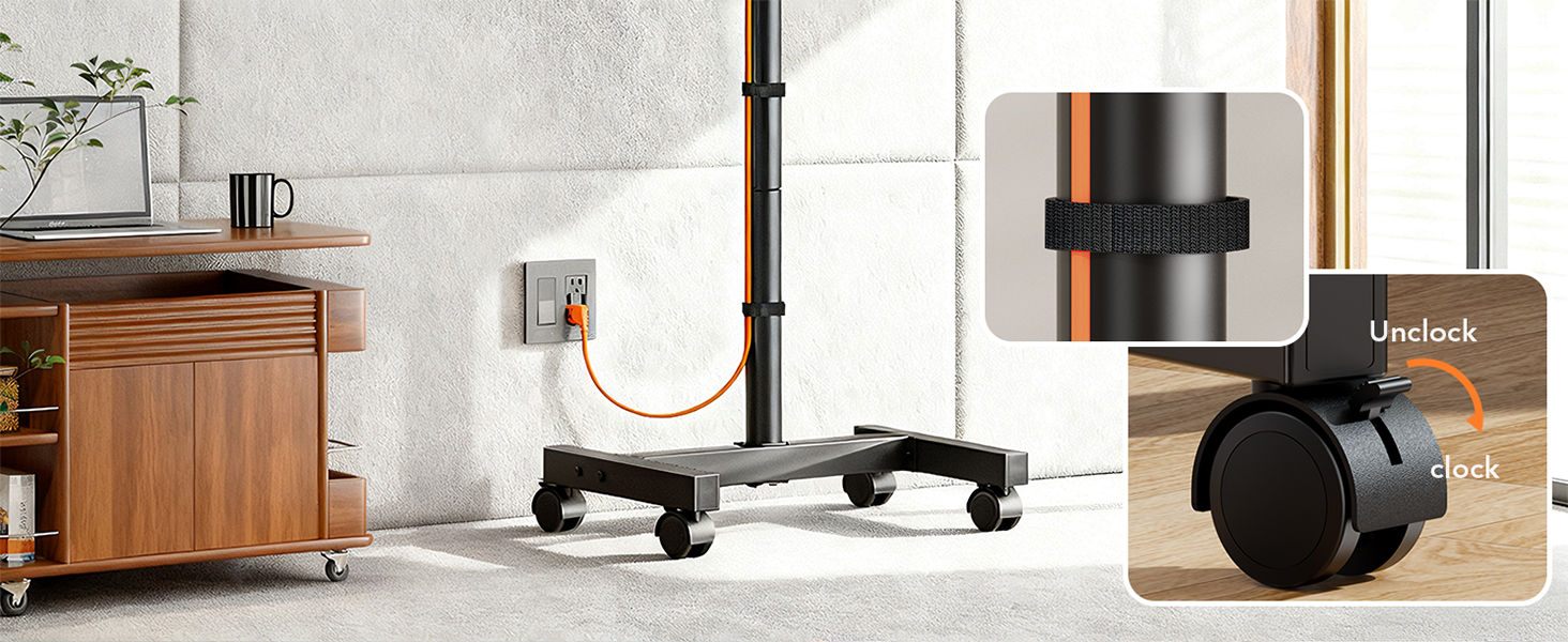 Підставка для телевізора Hemudu на колесах 23-60 дюймів, VESA 400x400, до 35 кг, регульована висота