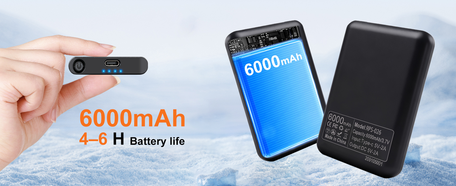 Обогревні рукавиці 3T6B для чоловіків та жінок, 3-рівневий обігрів, акумулятори 2x5V 6000mAh, Type-C зарядка, водонепроникні, сенсорний екран, для катання на лижах, походів, велосипеда, мотоцикла