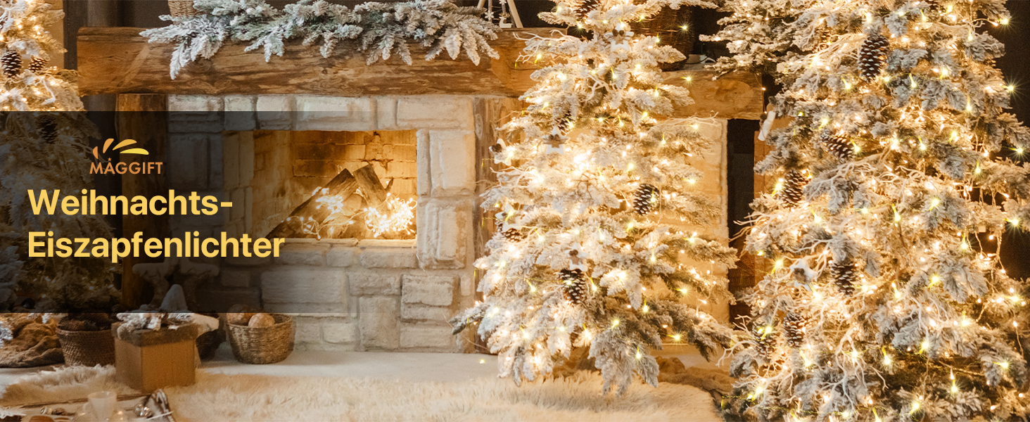 Світлодіодна гірлянда-завіса MAGGIFT 15м, 600 LED для вулиці та дому, різдвяна ілюмінація з пультом, таймером та 8 режимами, IP44 водонепроникна
