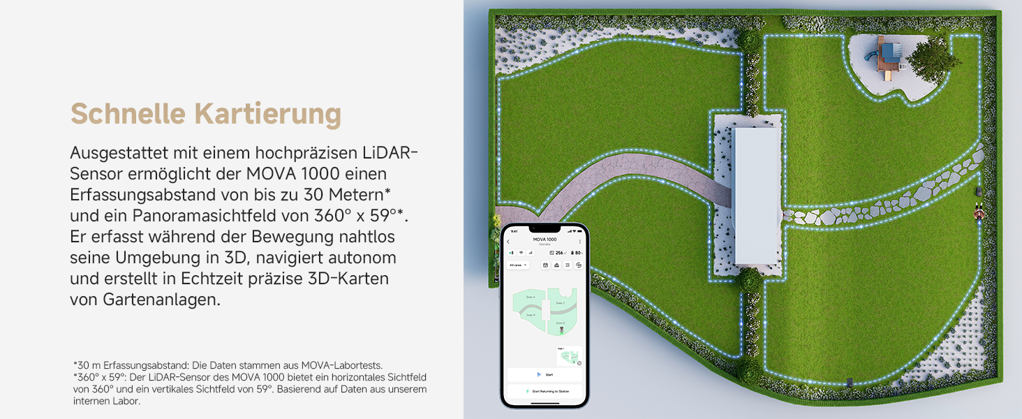 Робот-газонокосарка Dreame з 3D LiDAR, бездротова установка, точна навігація до 1000 м², розумне уникнення перешкод, керування через додаток, покращені колеса, U-подібне косіння, швидка зарядка