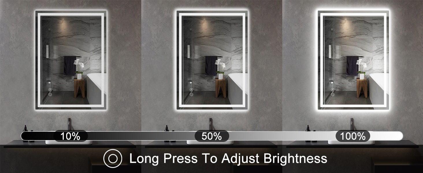 Дзеркало для ванної кімнати Habison з підсвічуванням LED, 50x70 см, сенсорне керування, регулювання яскравості, 3 колірні температури, функція пам'яті, антизапар, без Bluetooth