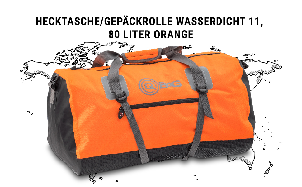 Багажний рулон водонепроникний 11, Універсальна посадка, помаранчевий, 80 літрів, Мотоцикл, Велосипед, Спортивна сумка