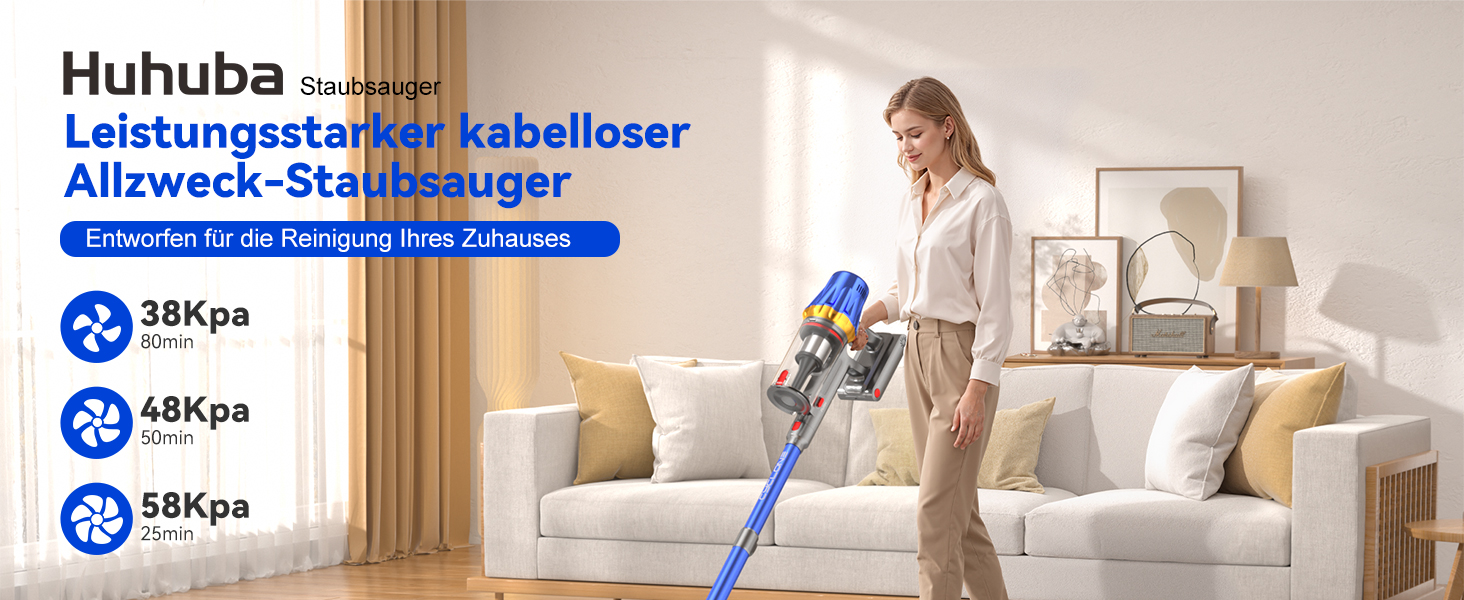 Акумуляторний пилосос H9 58000 Па, 650 Вт, 80 хв, бездротовий з LED-дисплеєм, для шерсті тварин, килимів та підлоги, синій