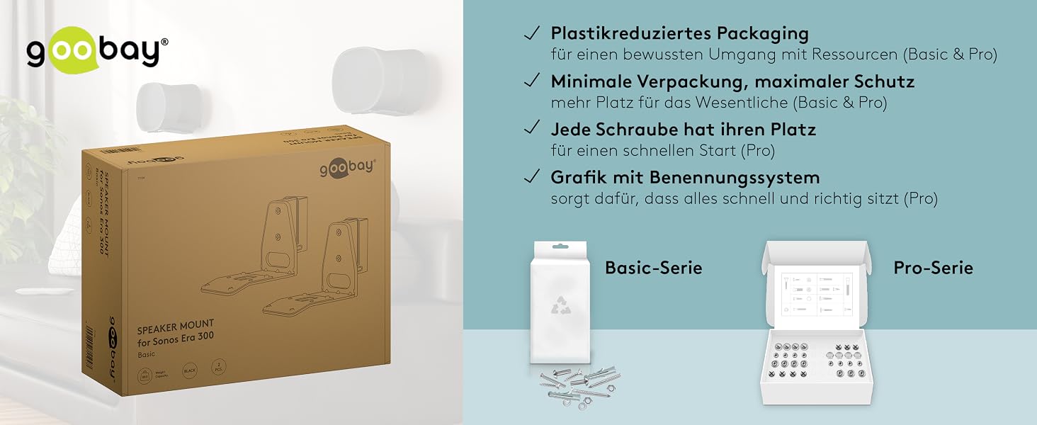 Стійка для колонок Goobay 71 см, чорна, для Sonos Era 300, вантажність 5 кг, з кабельним менеджментом