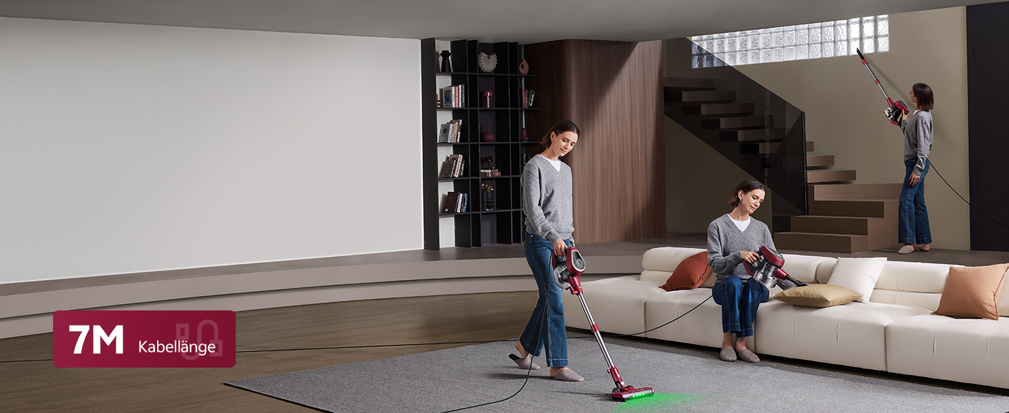 Ручний пилосос Vexilar C8 з кабелем - 600W, 60kPa, 7м кабель, безперешкодна щітка для підлоги, 1.5L безмішковий контейнер для твердих поверхонь, килимів та шерсті тварин