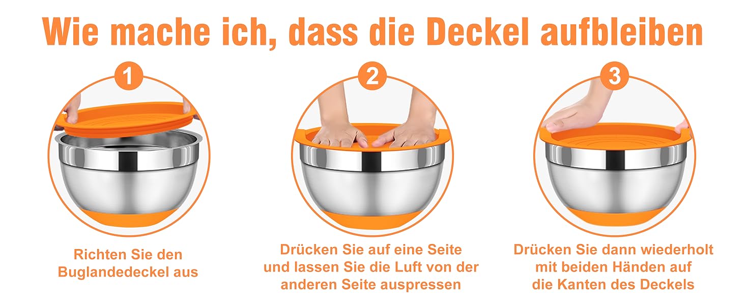 Набір міксерів BEWOS 7 шт. з кришкою, нержавіюча сталь, різні розміри (0.7-4.5 Qt)