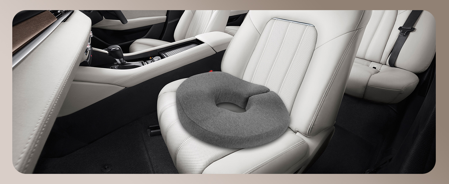 Ортопедична подушка-кільце Feagar: регульований ергономічний сидінець-пончик від геморою та ішіасу, для копчика, післяпологовий (Сірий, стандарт 60-100 кг) для авто, офісного крісла та візків