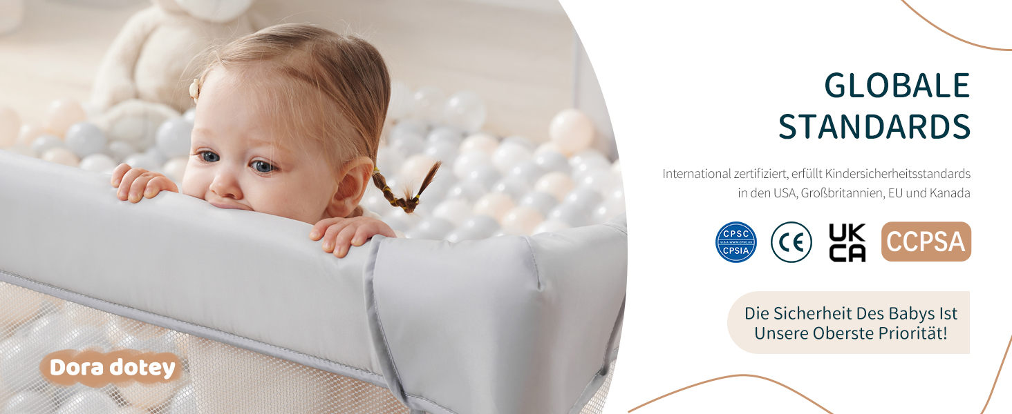 Дитячий манеж Laufotey, 150x150x68 см, сірий, з тканини Oxford, швидкозбірний