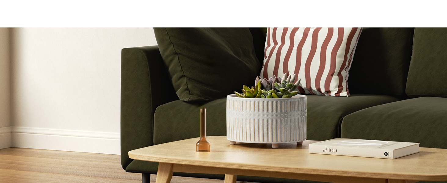 Набір горщиків для сукулентів LE TAUCI, 16,5+20 см, кераміка, з дренажними отворами, сучасний циліндричний дизайн, 2 шт. (білий зірка)