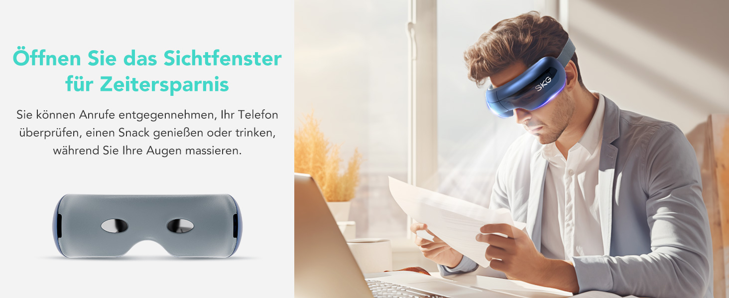 Масажер для очей SKG E3 PRO з підігрівом, вібрацією та Bluetooth, маска для очей від темних кіл та сухості, покращує сон, подарунок для всієї родини