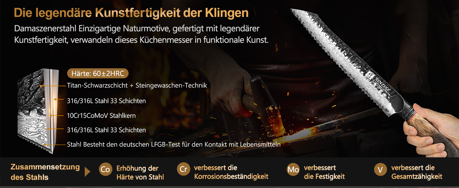 Ніж кухарський XINZUO Damaststahl серії Mo, 19.3 см - професійний, з лезом з дамаської сталі, кухонний ніж, мультифункціональний, з ергономічною ручкою з білого дуба