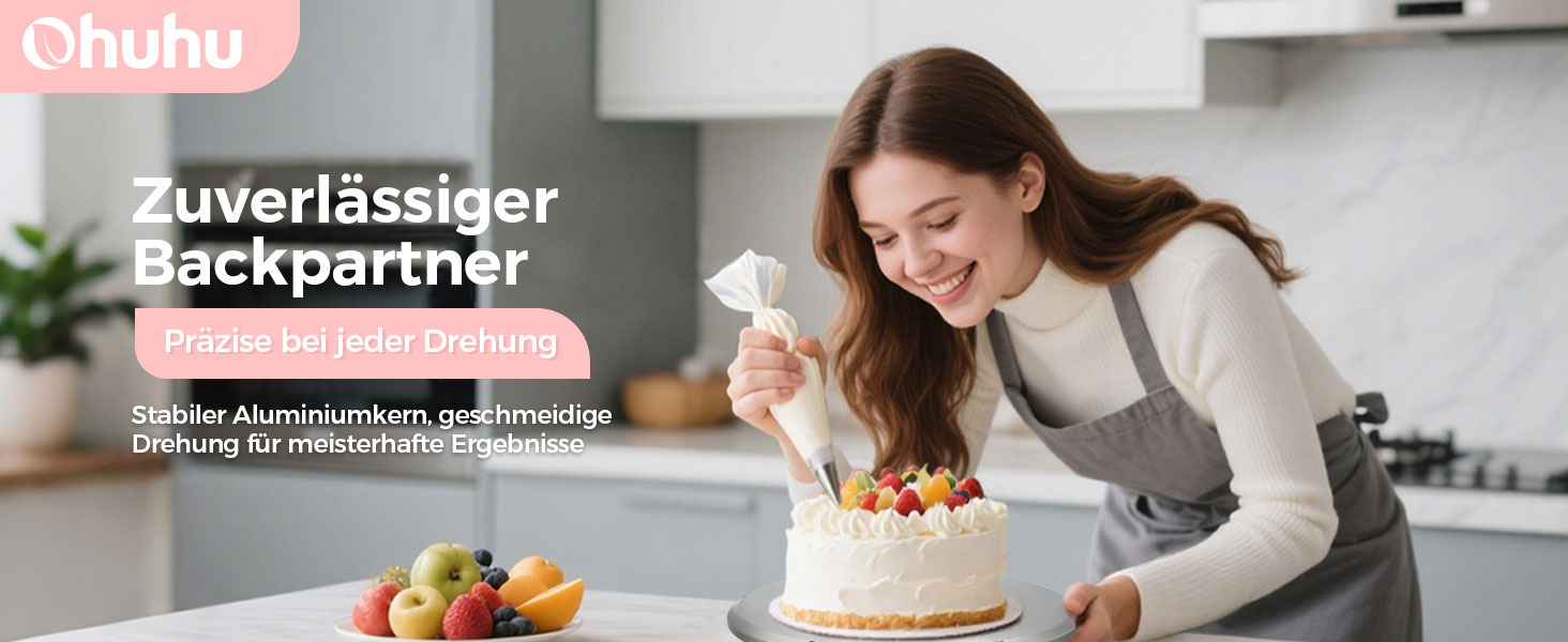 Ohuhu Поворотна платформа для тортів 30 см, алюмінієва, рожева | Підставка для декорування тортів