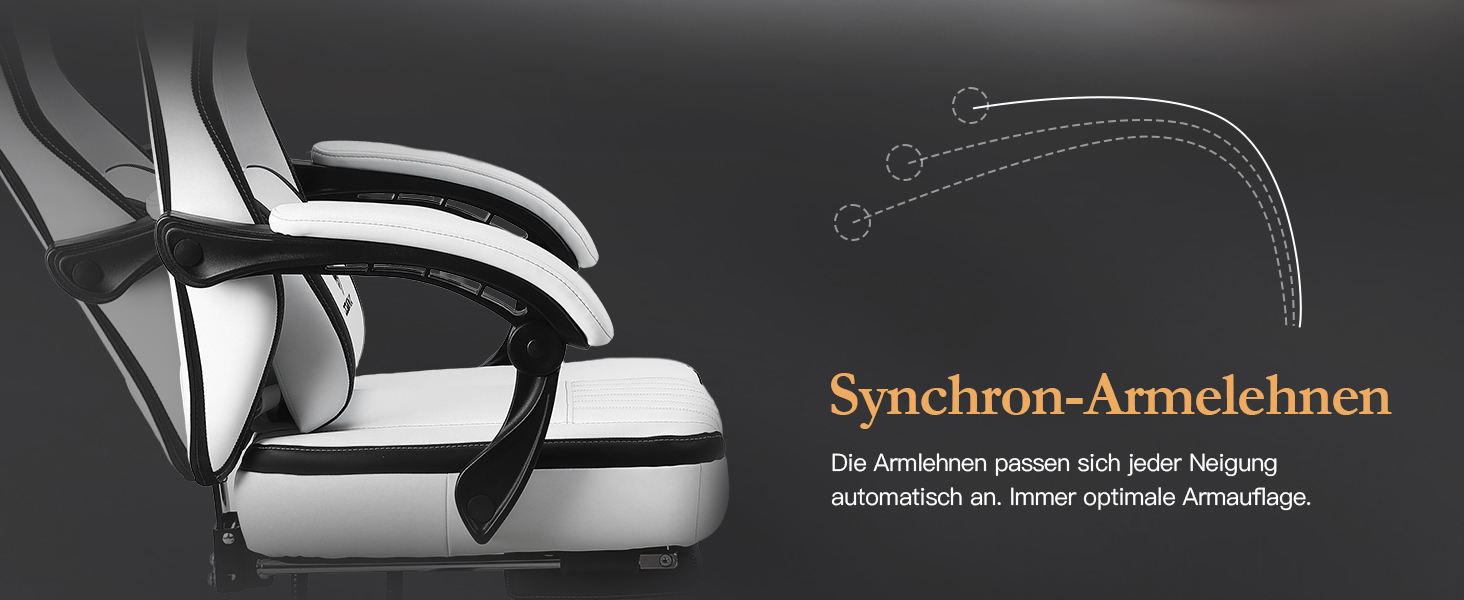 Ігровий крісло Dowinx з дихаючого PU-шкіри, з підніжкою, масажем, підтримкою попереку, велике та високе, ергономічне, з кишеньковим пружинним подушками, для дорослих та підлітків (Чорний та Золотий)