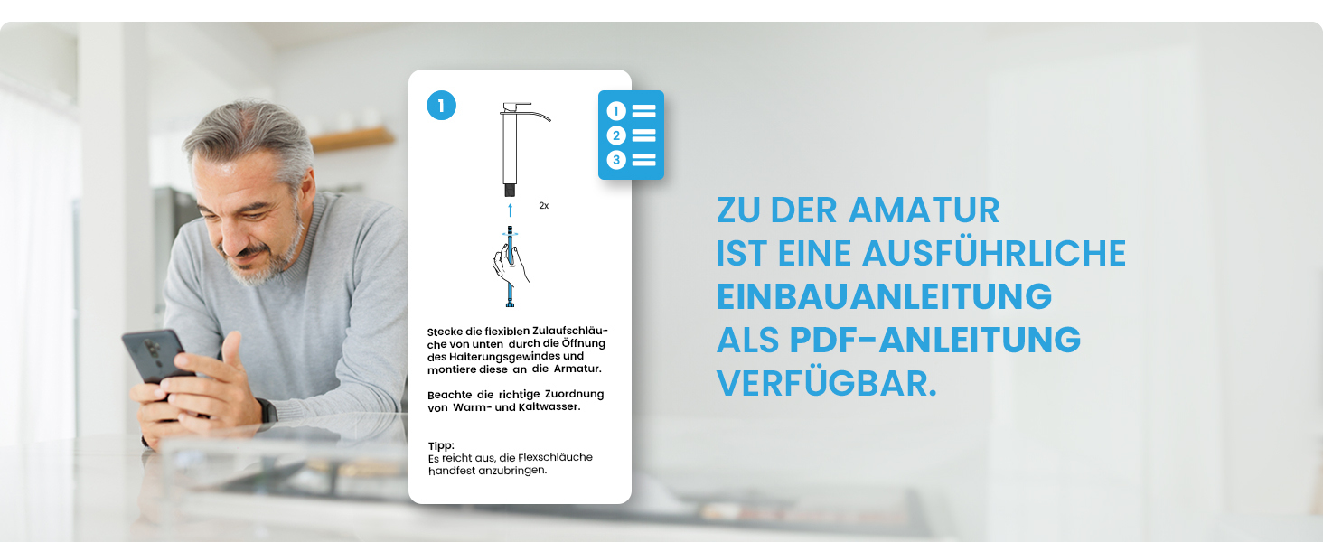Змішувач для ванної кімнати Bächlein Tamina з водоспадом, однорідний, з довговічною керамічною картридж, комплект для монтажу, хром (висока якість)