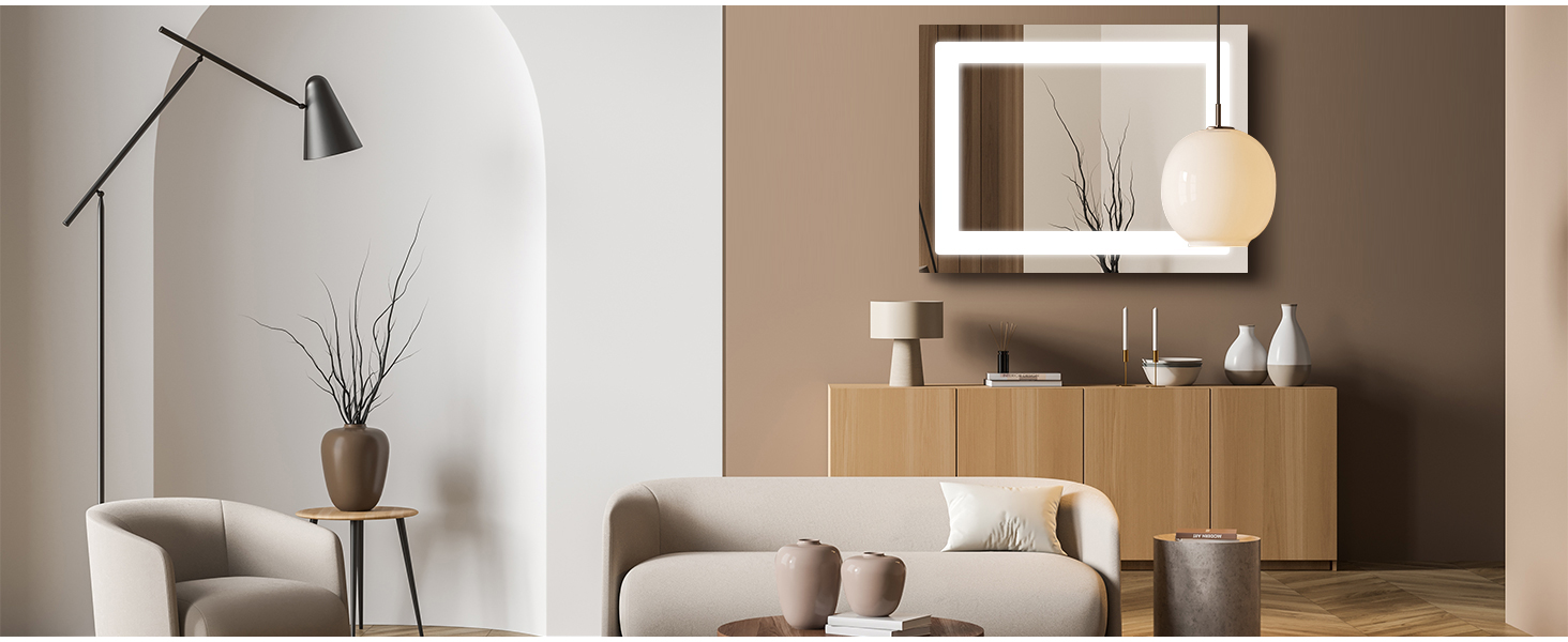 Дзеркало для ванної кімнати SONNI з підсвічуванням 80x60 см, IP44, холодне біле світло