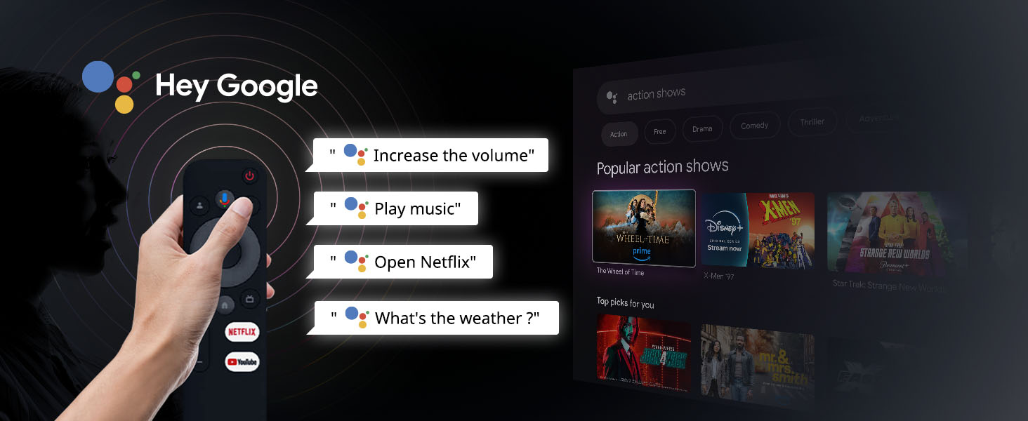 WEMAX Mini проєктор: 4K, 1080p, Smart, Dolby Audio, WiFi, Bluetooth. Підтримка Netflix та Google TV для дому та на вулицю