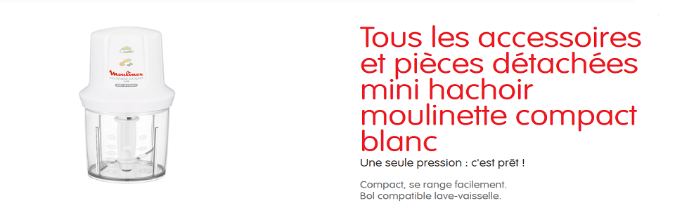 Подрібнювач Moulinex Mini Chopper Elektro Moulinette DJ300110 - компактний, 270 Вт, білий