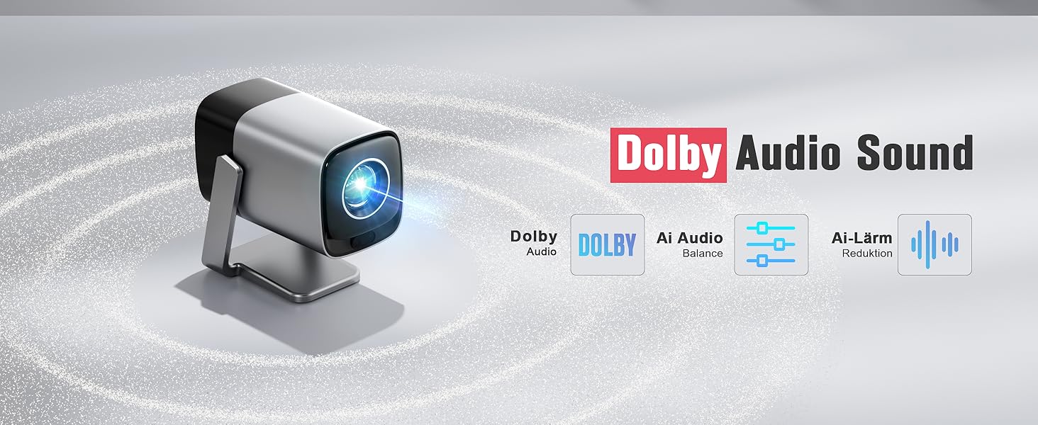 Mini проєктор 1080P з WiFi, Bluetooth, Dolby Audio та автофокусом, XuanPad, 210° обертання, фільтр пилу та система охолодження