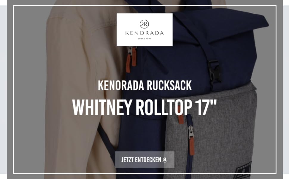 Рюкзак Kenorada Whitney Roll-Up Сучасний денний рюкзак з ролл-топом м'яке відділення для ноутбука (до 17 футів) регульовані плечові ремені два зовнішні відділення та внутрішнє відділення (темно-синій/сірий)