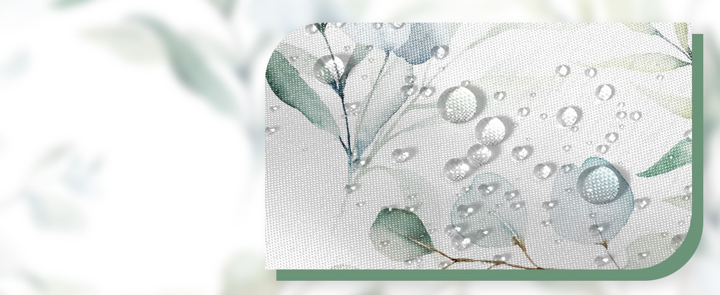 Шторка для душу 180x220 см, антигрибкова, з тропічним дизайном (зелені пальмові листя, евкаліпт, гриби), водонепроникна, з поліестеру, придатна для прання, для ванної кімнати, з 12 гачками