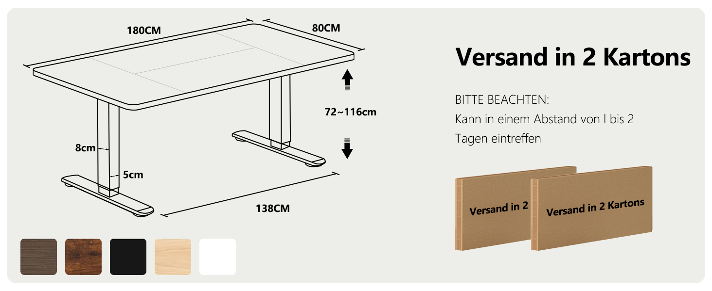 Регульований стіл Flamaker: електричний, з пам'яттю, для офісу, 180x80 см, колір горіх