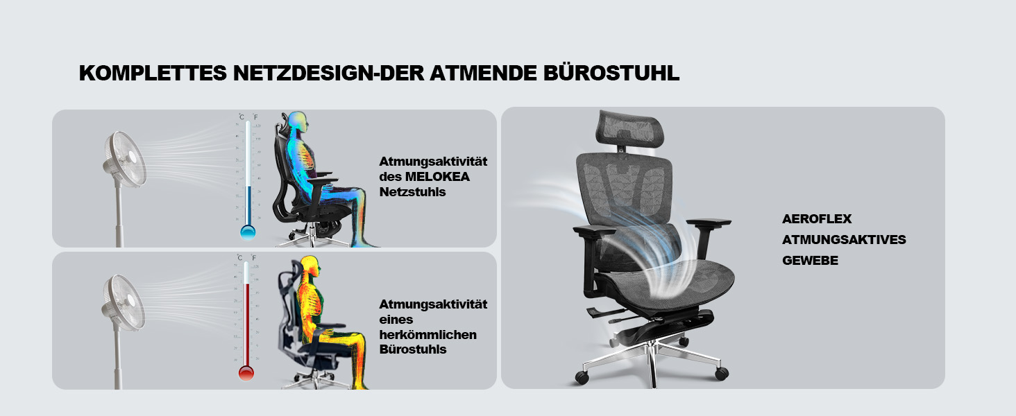 Ергономічне крісло для офісу, 4D підлокітники, регульована глибина сидіння, 4-ступеневий нахил, гумові колеса, сітчаста сидіння, висока спинка, для великих людей, Homeoffice & Gaming, ергономічне крісло для робочого столу (Чорний – з підставкою для ніг, сітчасте сидіння)