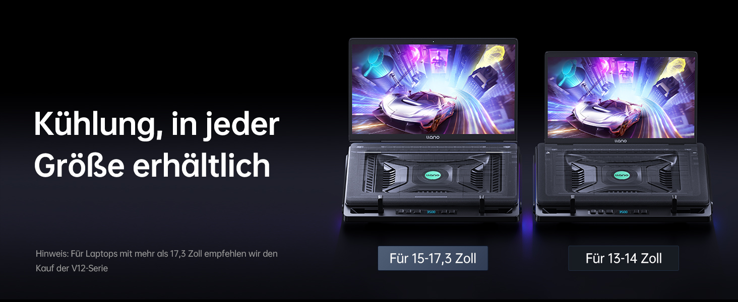 Ігровий охолоджувач для ноутбука llano V10 RGB Cooling Pad, підставка з вентиляторами, чорний
