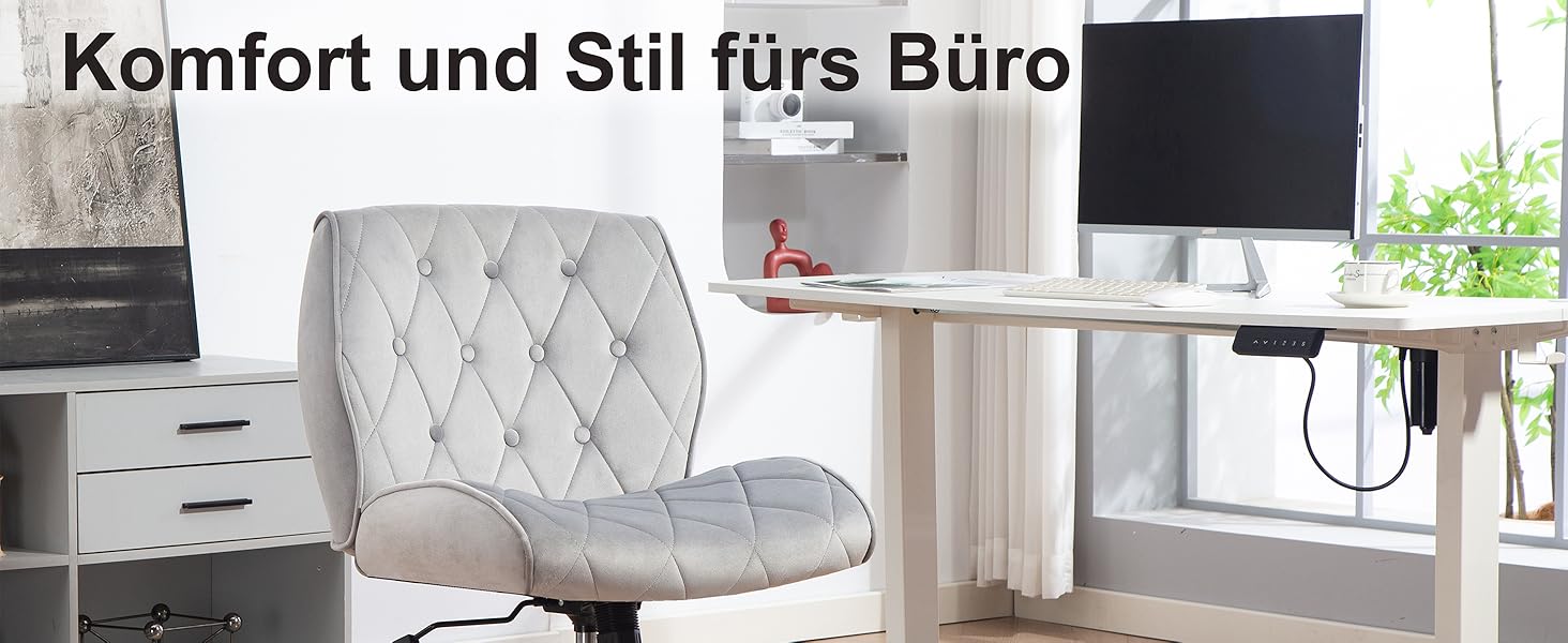 Крісло для дому та офісу Symino з регульованою висотою, функцією гойдання 12°, обшите штучною замшею, до 150 кг, сірий колір