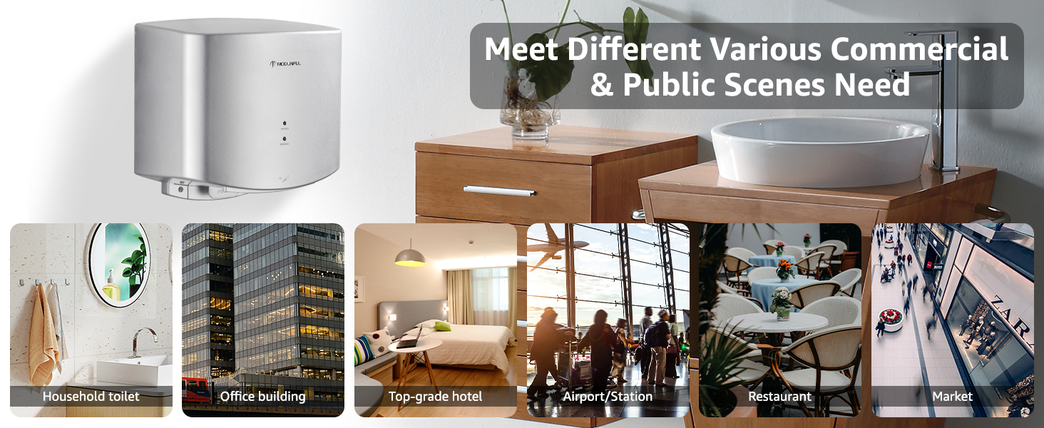 Електричний автоматичний сушар для рук, настінний, 1200W, сірий