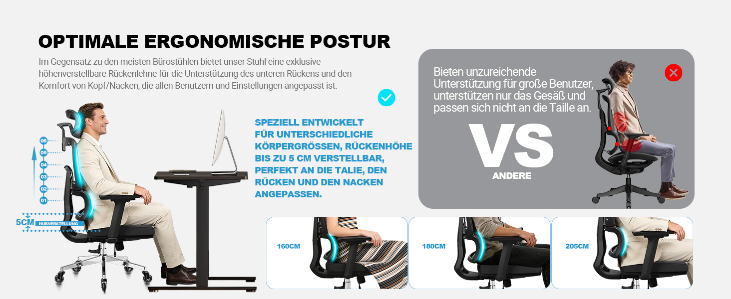 Ергономічне офісне крісло 200 кг | Регульована спинка 6P | 4D підлокітники | Безшумні гумові колеса | Регулювання глибини сидіння | Крісло для великих людей | Перевірено EN12520 | Пінощільність 45