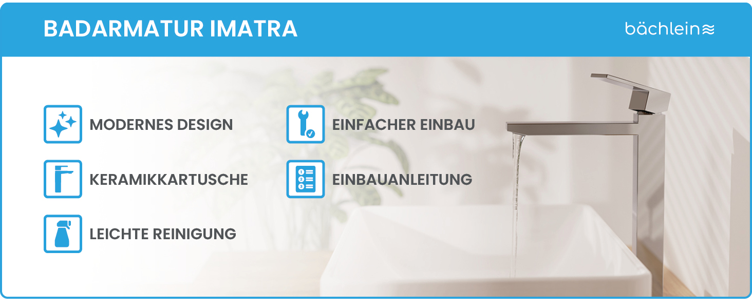 Змішувач для ванної кімнати Bächlein Imatra, однолеверний, хром, сучасний дизайн