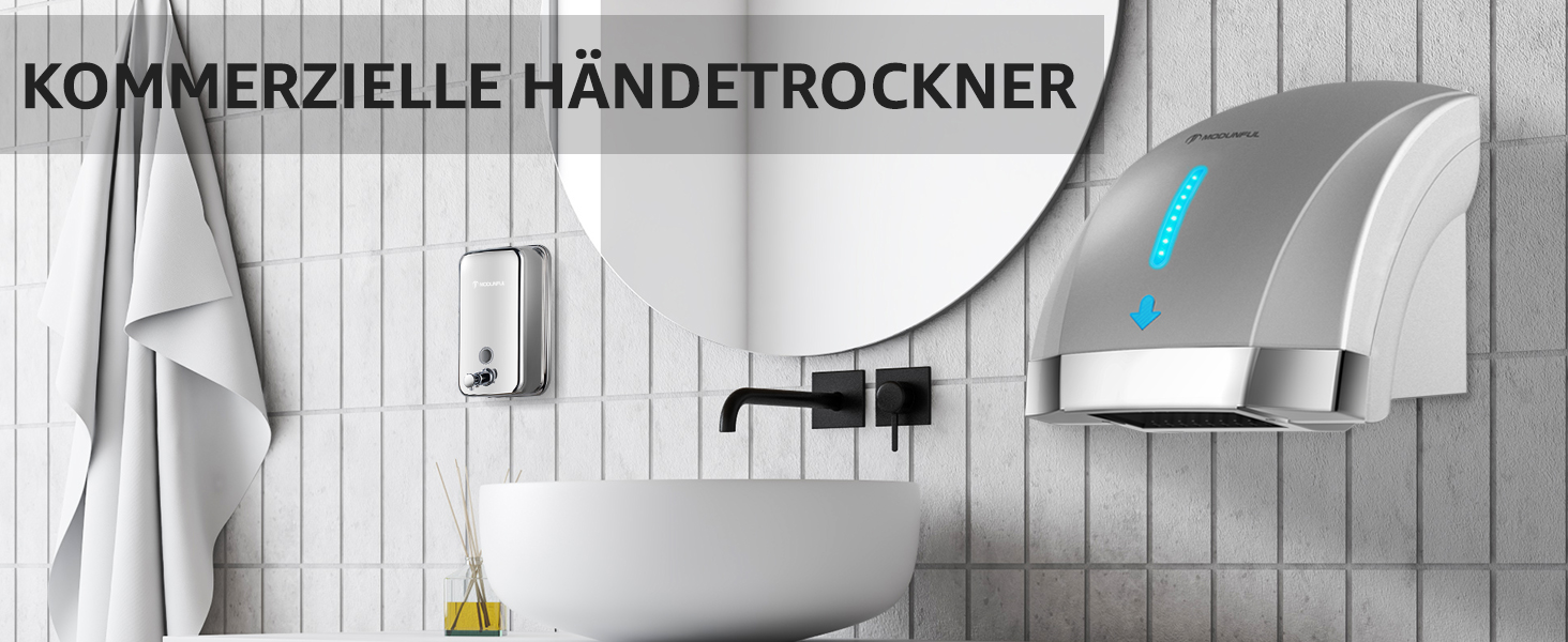 Автоматичний сушар для рук, настінний, інфрачервоний сенсор, 2000W, для ванної кімнати/туалету, тихий (40 db), компактний, ABS-кришка (сірий)