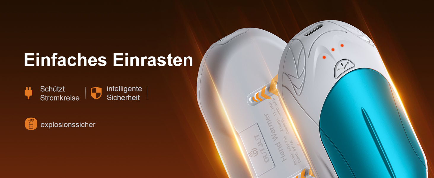 Електричні грілки для рук OUTJUT 6000mAh, 2 шт. USB, 3 режими нагріву, для спорту, кемпінгу, подарунок (8-Блакитний та Білий)