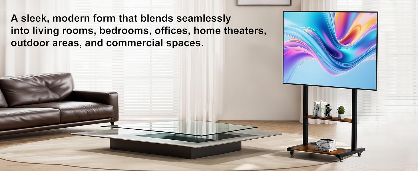 Підставка для телевізора Boden 40-100 дюймів з поличкою та колесами, VESA 800x600, до 100 кг