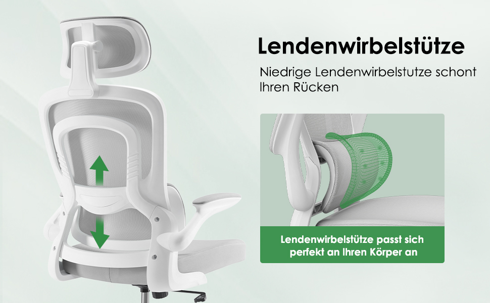 Ергономічне крісло Farini для офісу та дому: регульоване, з підголівником, сіро-біле. Ідеально для роботи за комп'ютером та в home office.