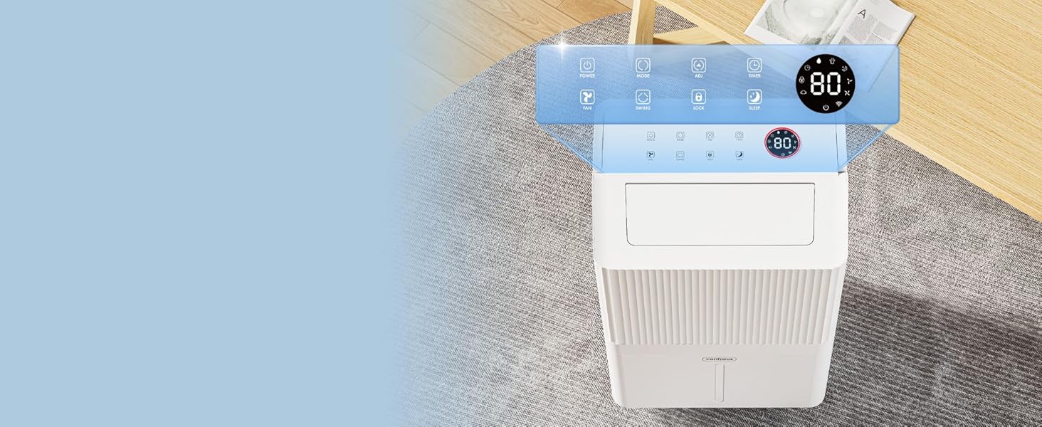 Електричний осушувач повітря VonHaus 12L/24h - для підвалу та приміщень до 125 м³, з таймером та гофрованим шлангом - захист від вологи та плісняви