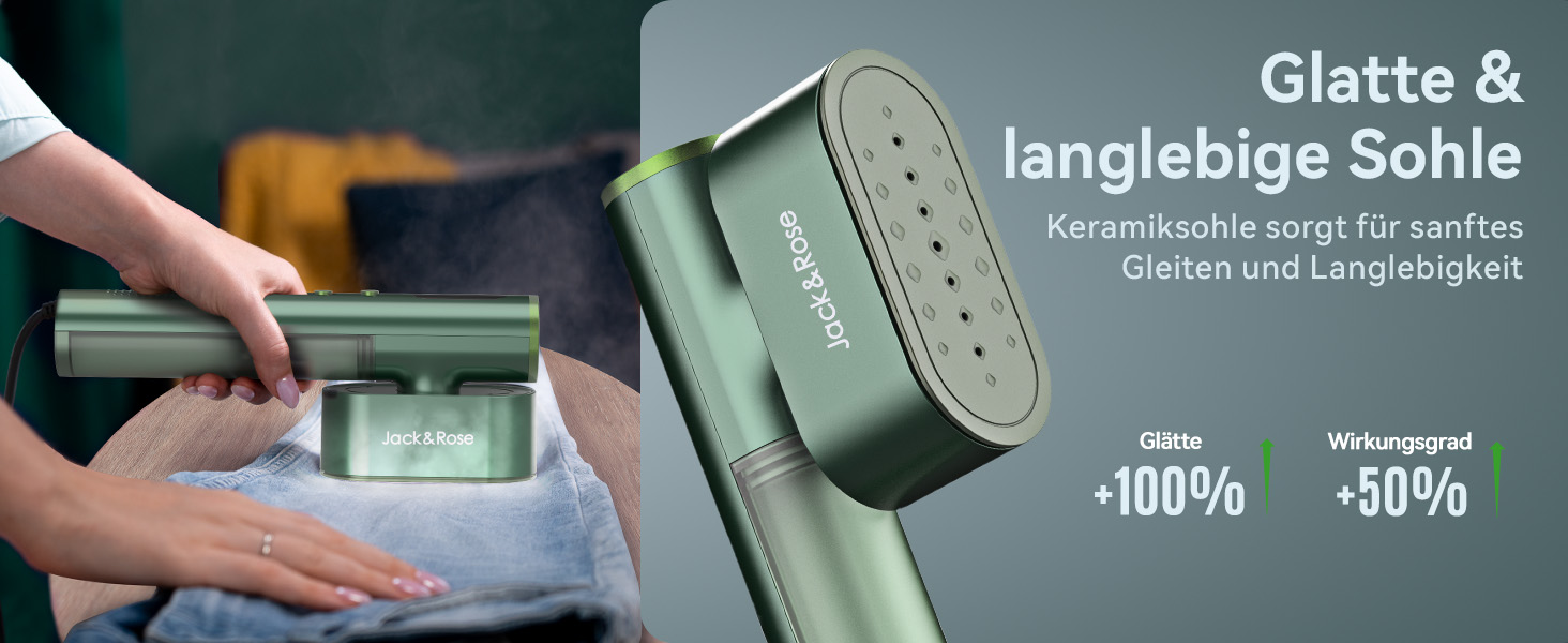 Jack & Rose Дампфглеттер: портативний праска-парогенератор для подорожей, 1000W, 110-240V, 2-в-1, зелений