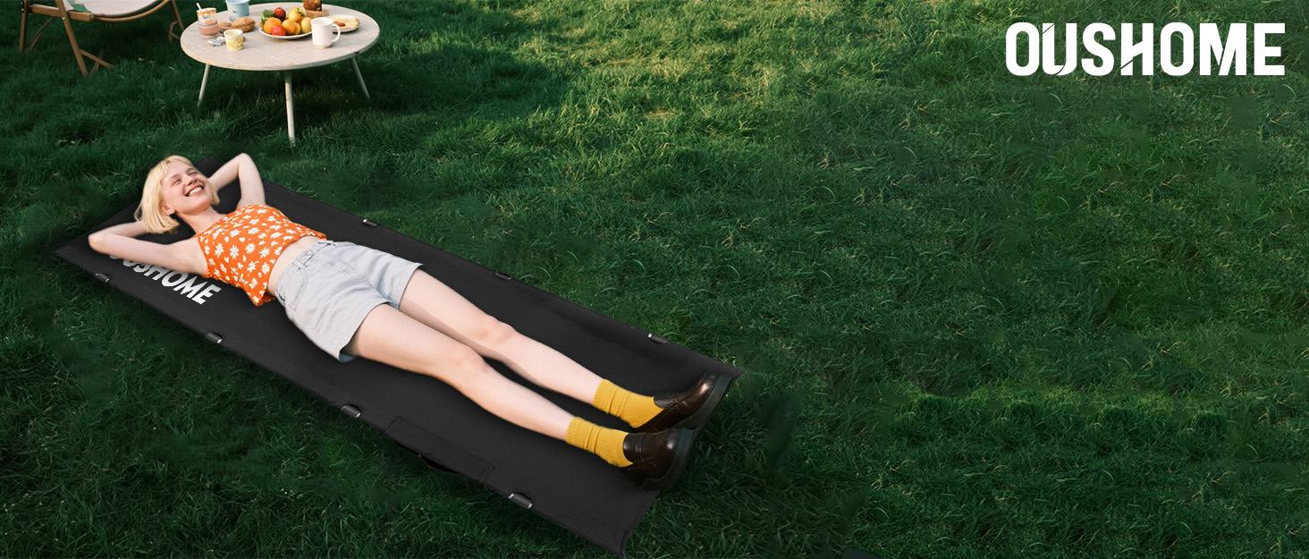 Польове ліжко для кемпінгу Ultraleicht, складане розкладне ліжко для відпочинку на природі та дому, максимальне навантаження 160 кг, чорне